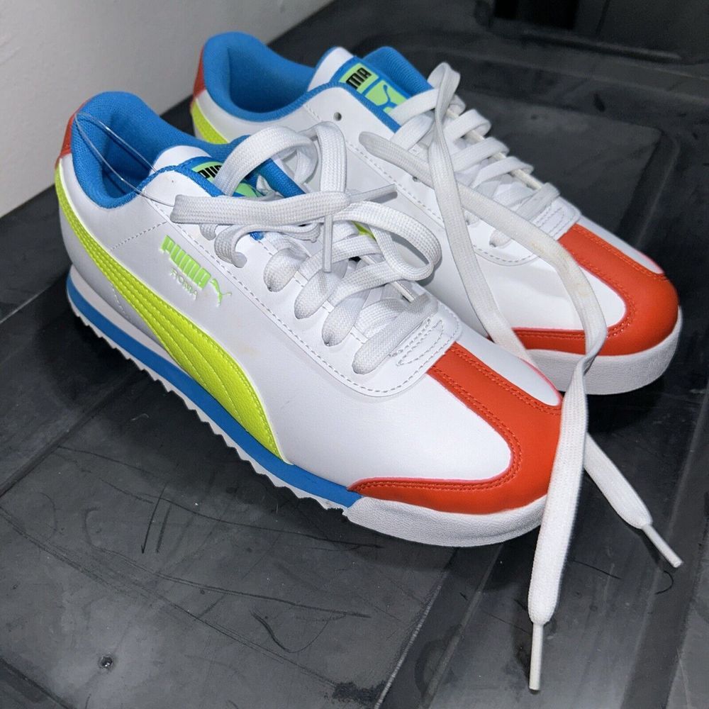 PUMA Roma Retro Sneakers White Multi-Color Athletic Shoes Casual Sport Lifestyle